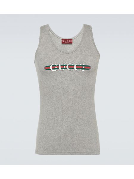 Βαμβακερό πουκάμισο από ζέρσεϋ Gucci γκρι