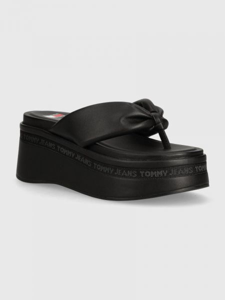 Sandale cu platformă cu pană Tommy Jeans negru