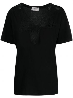 Spitzen t-shirt aus baumwoll Ermanno Firenze schwarz