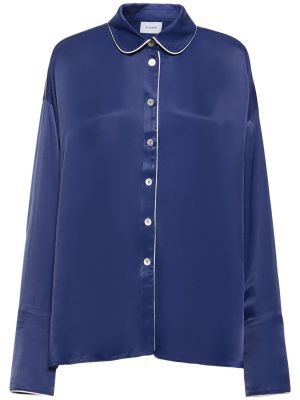 Oversized viskózová košeľa Sleeper modrá