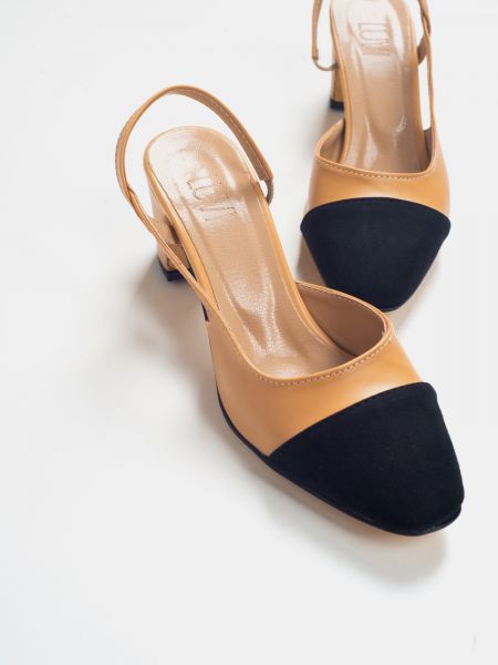 Semišové sandály na podpatku s plnou špičkou Luvishoes černé