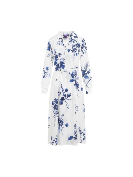 Kopertowa sukienka w kwiatki Ralph Lauren biały