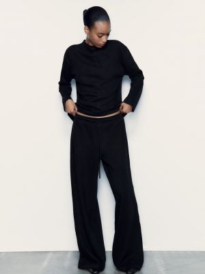Широкие брюки Zara черные