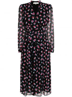 Midi haljina s cvjetnim printom s printom Dvf Diane Von Furstenberg crna
