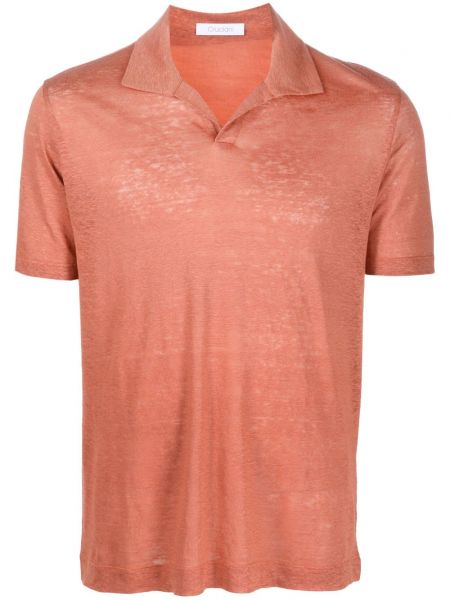Lininis polo marškinėliai Cruciani oranžinė