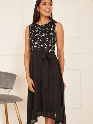 Платье с поясом с вышивкой Mela черный