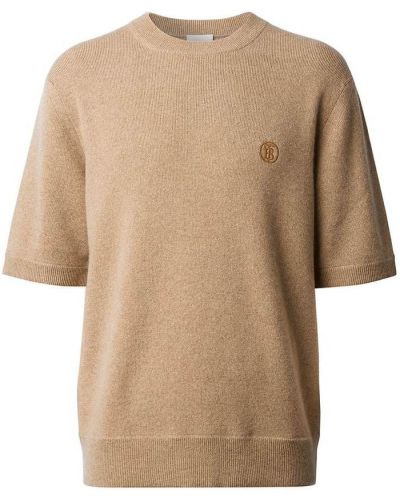 Jersey con bordado manga corta de tela jersey Burberry marrón