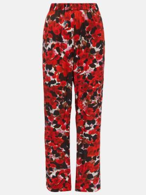 Pantaloni dritti a fiori Dries Van Noten rosso