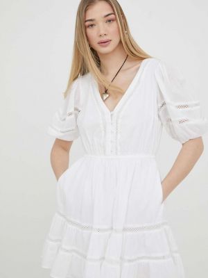 Bavlněné mini šaty Abercrombie & Fitch bílé