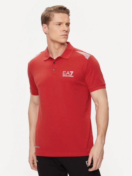 Polo majica Ea7 Emporio Armani rdeča