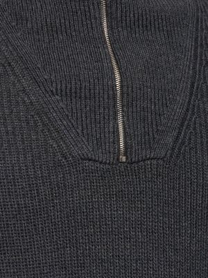 Suéter de lana con cremallera de punto Theory gris