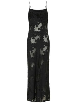Прозрачна памучна копринена миди рокля St.agni черно