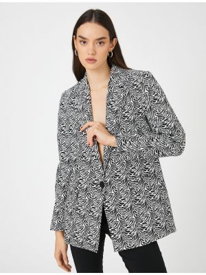 Пиджак с принтом зебра Koton черный