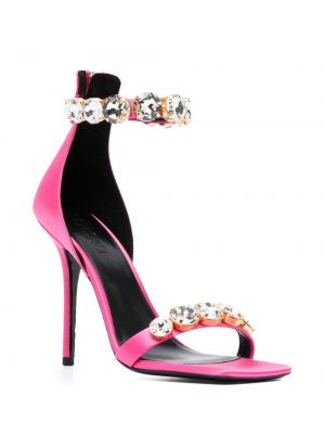 Sandalai satino su kristalais Versace rožinė