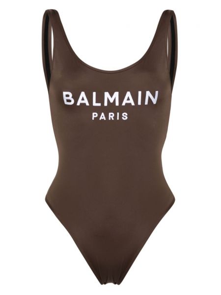 Broderet badedragt Balmain brun