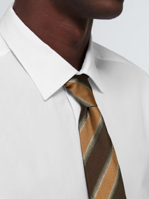 Копринена вратовръзка на райета Dries Van Noten кафяво