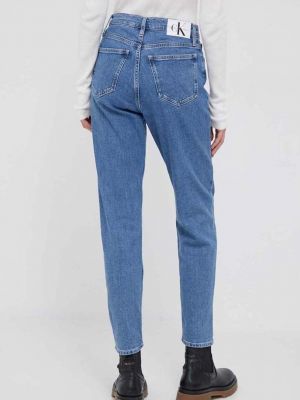 Džíny s vysokým pasem Calvin Klein Jeans modré