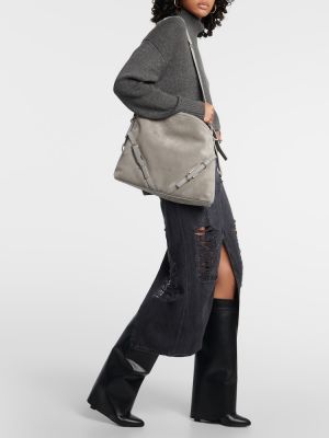Bolsa de hombro de ante Givenchy gris