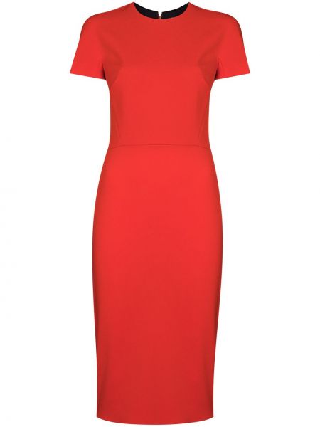Vestido midi ajustado Victoria Beckham rojo