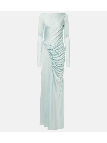 Rochie lunga din jerseu drapată Givenchy albastru