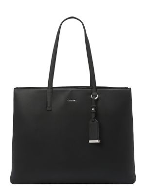 Nákupná taška z nubuku Calvin Klein čierna