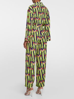 Pantaloni de mătase cu imagine cu croială lejeră Gucci