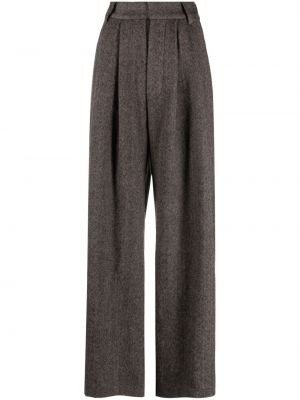 Plisované voľné vlnené nohavice Uma Wang sivá