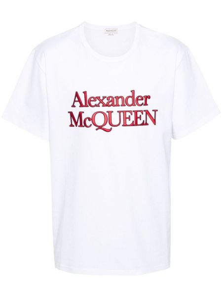 Bavlnené tričko s výšivkou Alexander Mcqueen biela