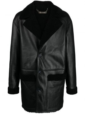 Δερμάτινο παλτό Philipp Plein μαύρο