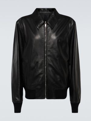 Abpusēja dabīgās ādas bomber jaka Givenchy melns