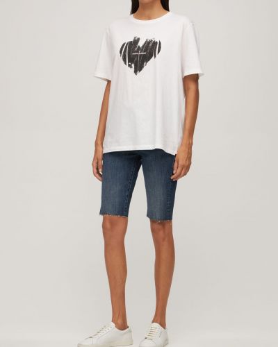 Kokvilnas t-krekls ar apdruku džersija Saint Laurent