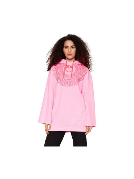 Vestido de algodón con capucha con estampado Pinko rosa