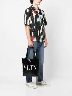 Shopper kabelka s potiskem Valentino Garavani černá