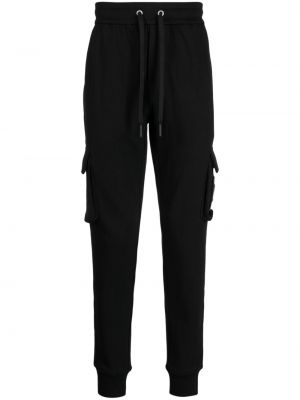 Medvilninės „cargo“ stiliaus kelnės su kišenėmis Moose Knuckles juoda