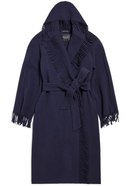 Vilnonis paltas su kutais Balenciaga mėlyna