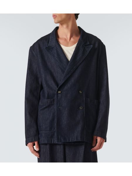 Kruvaze blazer Dries Van Noten mavi