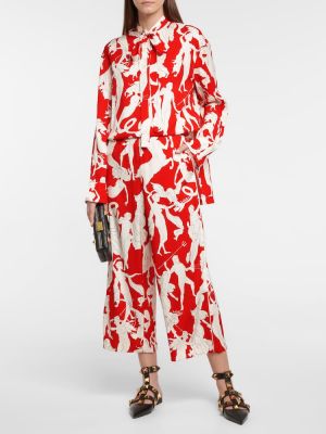 Bluză de mătase cu imagine Valentino roșu