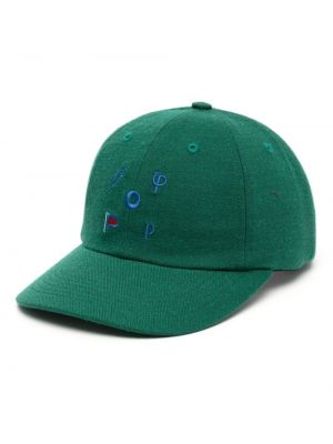 Памучна шапка с козирки бродирана Pop Trading Company зелено