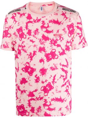 Tricou din bumbac cu imagine cu imprimeu abstract Moschino roz