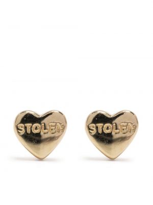 Pozlačeni uhani z vzorcem srca Stolen Girlfriends Club zlata