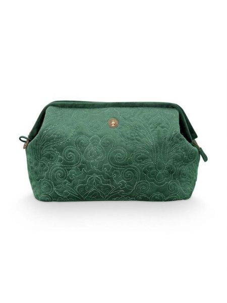 Žametna kozmetična torbica iz rebrastega žameta Pip Studio zelena
