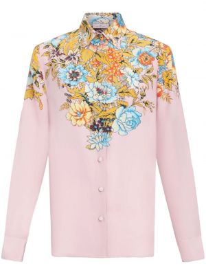 Košulja s cvjetnim printom s printom od krep Etro ružičasta