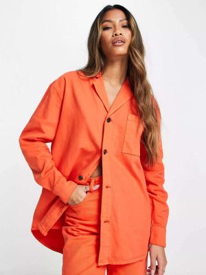 Оранжевая удлиненная рубашка оверсайз Waven