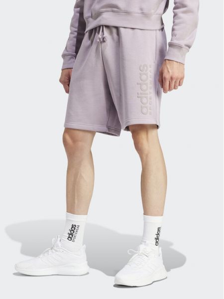 Fleecové priliehavé športové šortky Adidas fialová