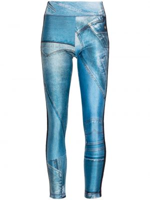 Legíny s potiskem Versace Jeans Couture modré