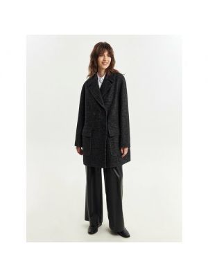 Пальто-пиджак Pompa демисезонное, демисезон/зима, шерсть, силуэт прямой, укороченное серый