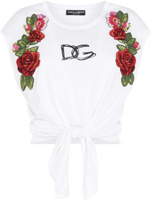 Кроп топ на цветя Dolce & Gabbana бяло