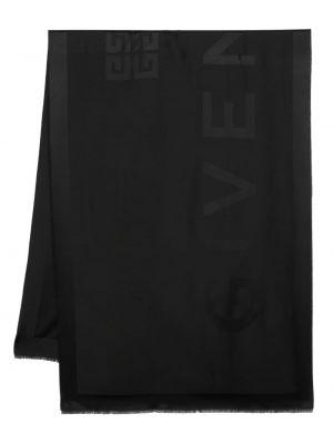 Žakárový hedvábný vlněný šál Givenchy černý