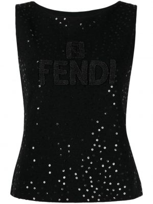 Megztinis su blizgučiais be rankovių Fendi Pre-owned juoda