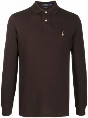 Jersey con bordado de cintura alta slim fit Polo Ralph Lauren marrón